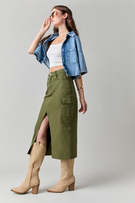 Tasha Cargo Slit Midi Skirt