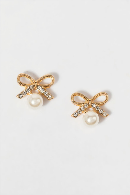 Claudia Pearl On A Bow Stud Earrings