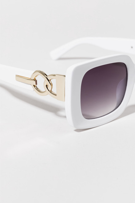 Alicia Rectangle Thick Frame Gold Accent Sunglasses