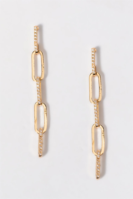 Sandra Crystal And Gold Linear Chain Earrings