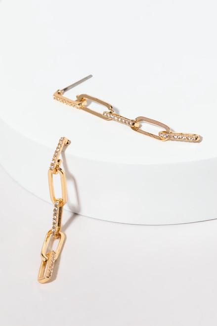 Sandra Crystal And Gold Linear Chain Earrings