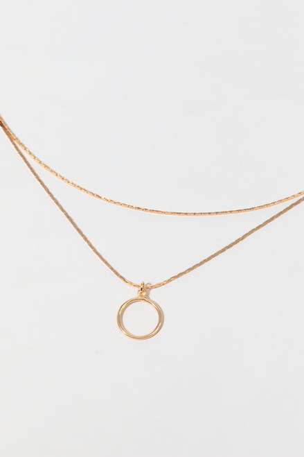 Rae Gold Ring Pendant Chain Necklace