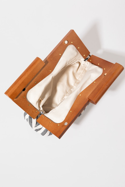 Faye Canvas Wood Frame Clutch Handbag