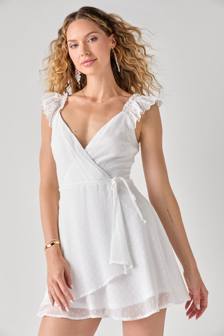 Wendi Ruffle Sleeve Wrap Mini Dress