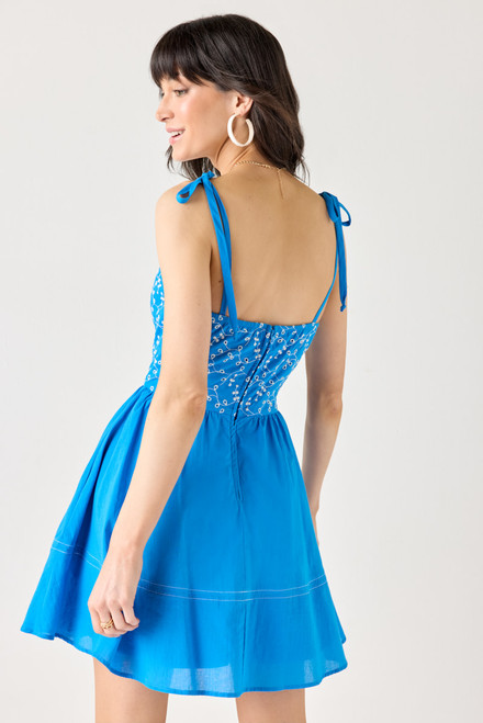 Nicole Embroidered Top Waisted Mini Dress