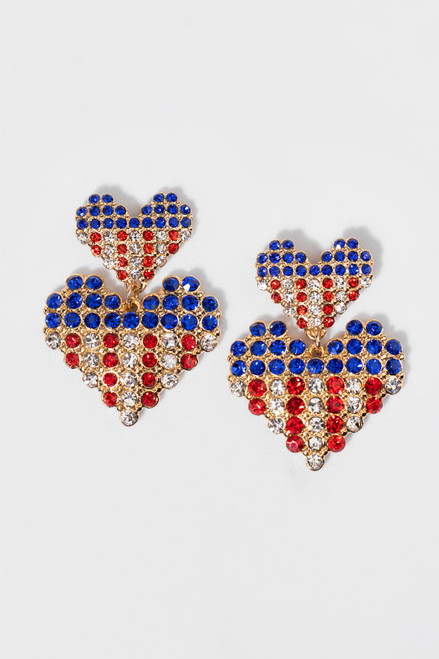 Lindy Americana Glass Heart Drop Earrings
