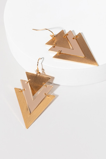 Monique Layered Metal Triangle Drop Earrings