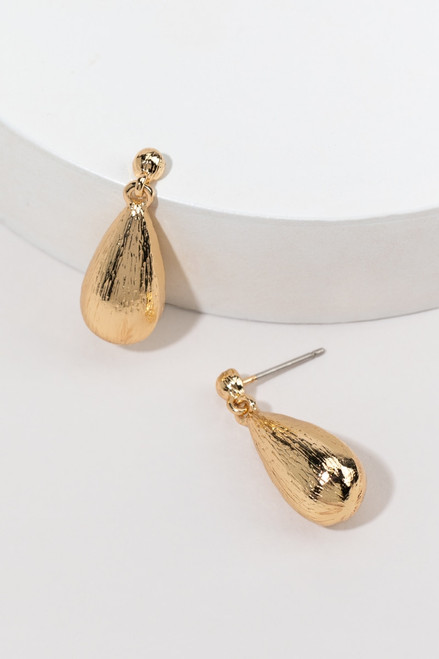 Elsie Large Textured Gold Droplet Earrings