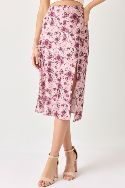 Brittany Slit Floral Midi Skirt