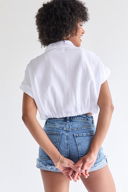 Catherina Drawstring Button Down Top