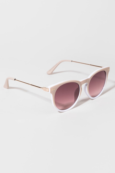 Kim Round Plastic Cut Out Bridge Sunglasses