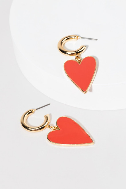 Rosario Enamel Heart Drop Earrings