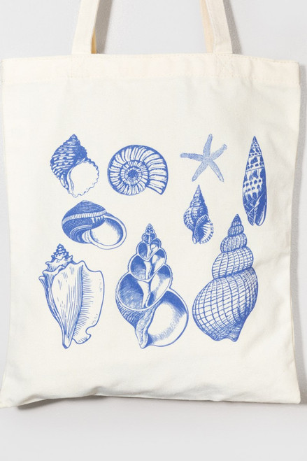 Tammy Blue Seashell Graphic Canvas Tote Bag