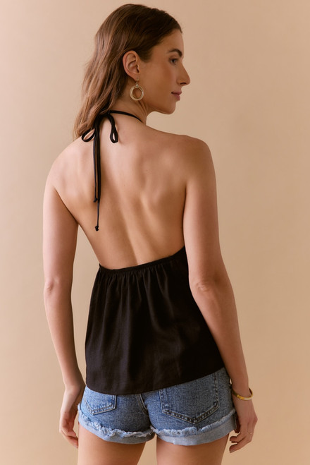 Megan Wood Circle Halter Top