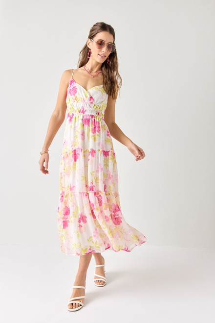 Mary Floral Tiered Midi Dress