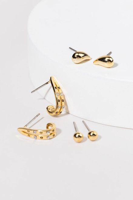 Leslie Golden Stud Earring Set