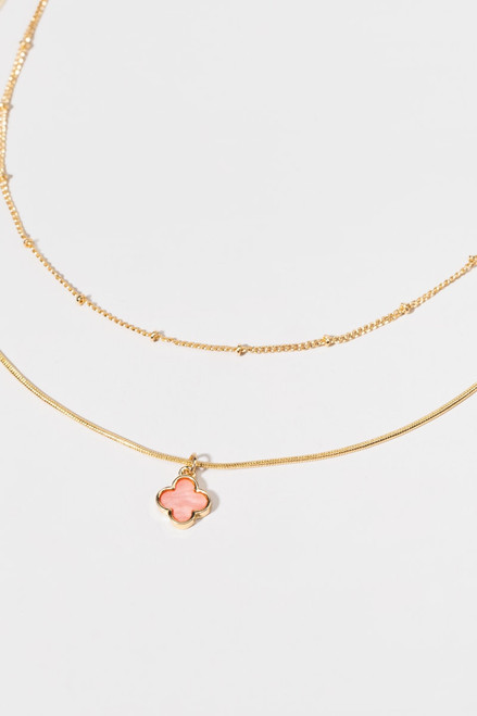 Maurine Pink Clover Necklace