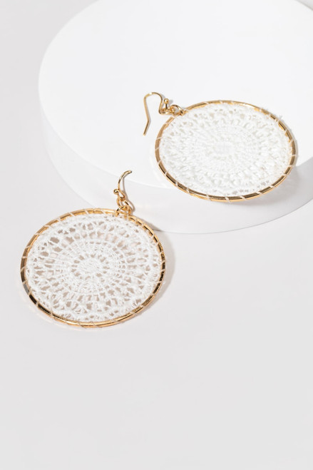 Alice Crochet Metal Circle Drop Earrings