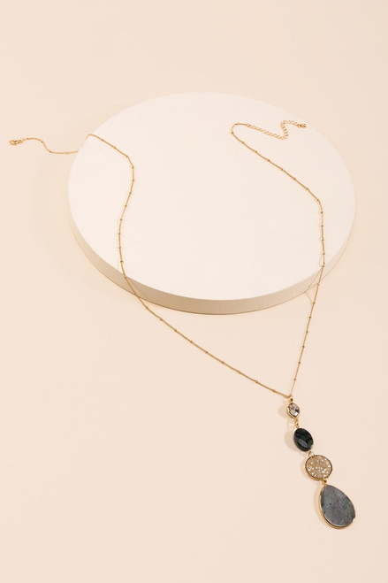 Kourtney Semi-Precious Triple Drop Necklace