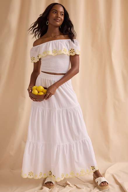 Elizabeth Eyelet Trim Maxi Skirt