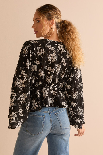 Lena Palm Print Kimono Blouse