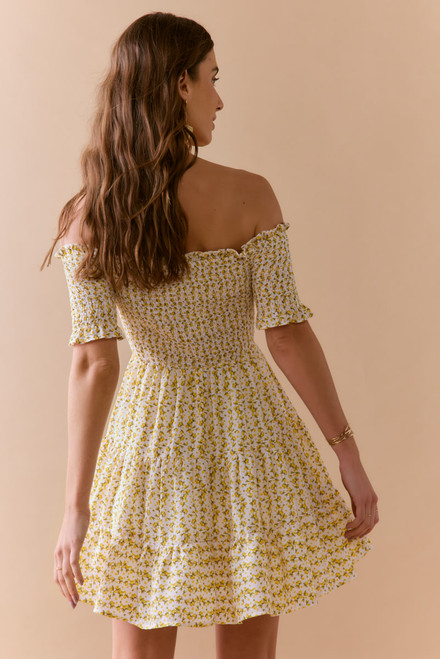 Sharon Smocked Off Shoulder Floral Mini Dress