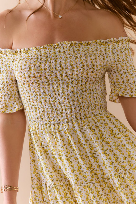Sharon Smocked Off Shoulder Floral Mini Dress