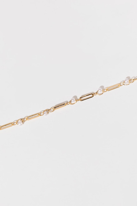 Carolina Dainty Pearls On Paperclip Anklet