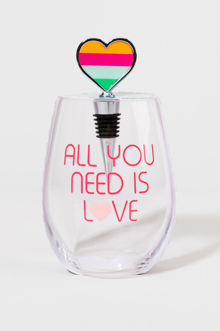 All You Need Is Love Wine Glass With Stopper