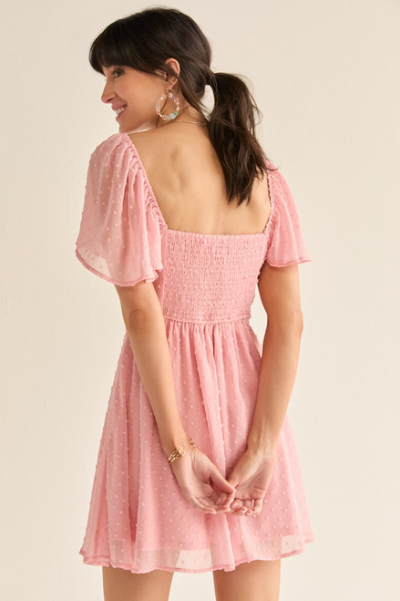 Petal Tie Front Clip Dot Mini Dress