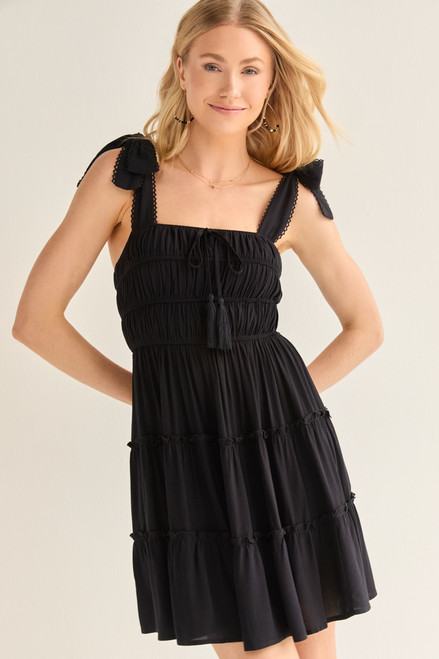 Katelyn Tie Front Tiered Mini Dress