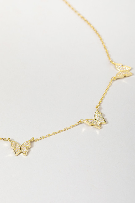 Serenity Butterfly Station 14K Gold Dipped Necklace