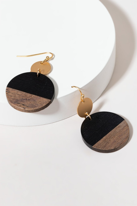 Alyssa Two Tone Wood Circle Earrings