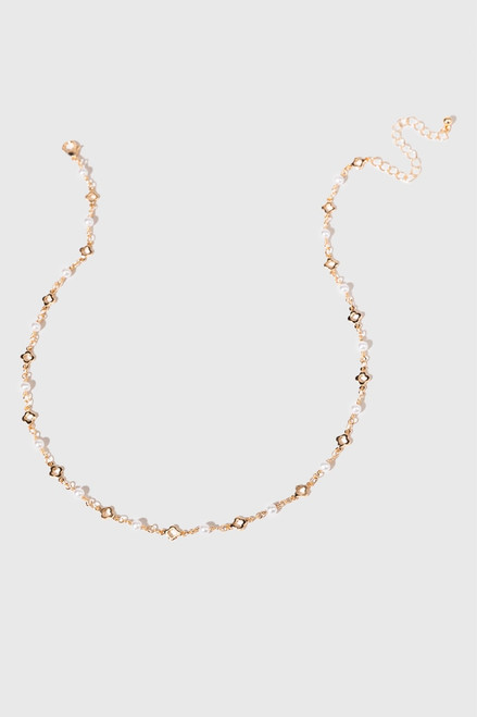 Erica Pearl And Clover Station Chain Necklace