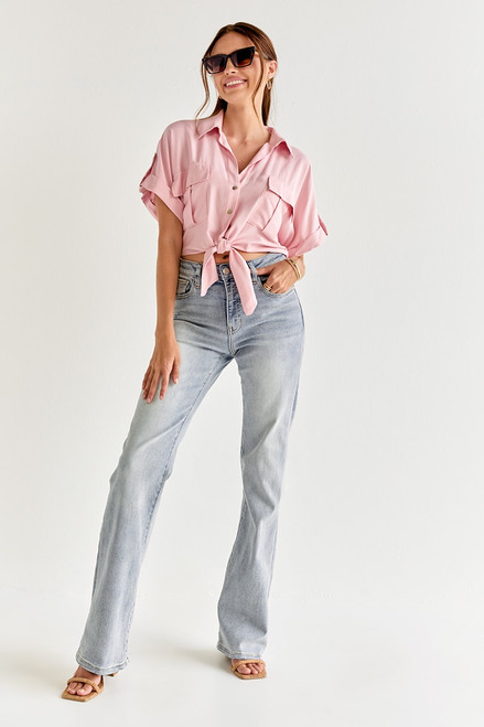 Amelie Tie Front Utility Pocket Button Down