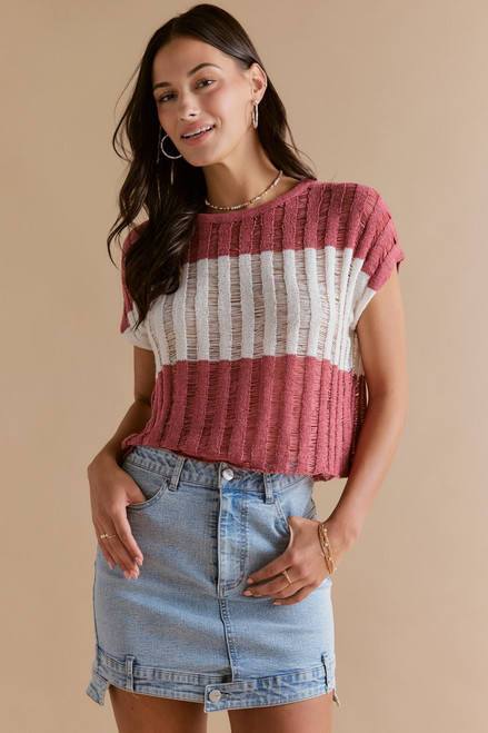 Angie Color Block Sweater Tee