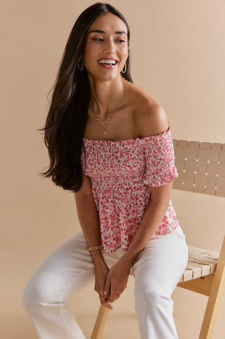 Perdita Floral Off The Shoulder Smocked Top