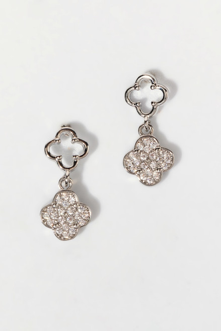 Carmen Outline And Crystal Fill Clover Drop Earrings