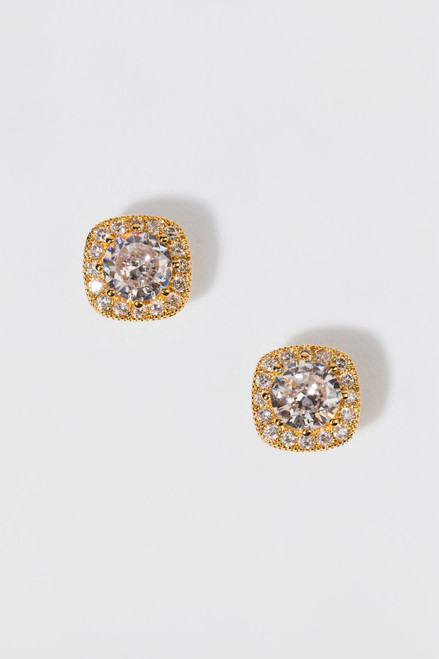 Jocelyn Cushion Set Pave Trim Crystal Stud Earrings