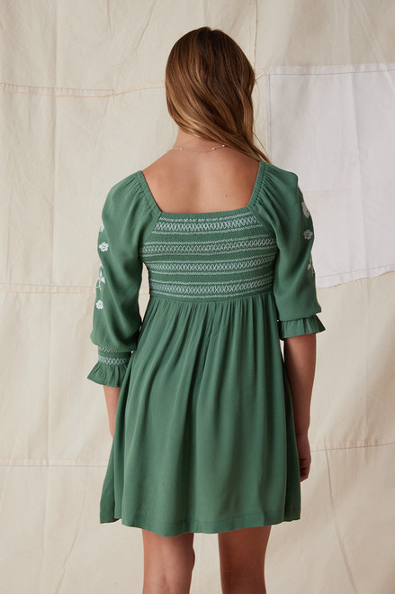 Hello Franki Katherine Embroidered 3/4 Sleeve Dress for girls