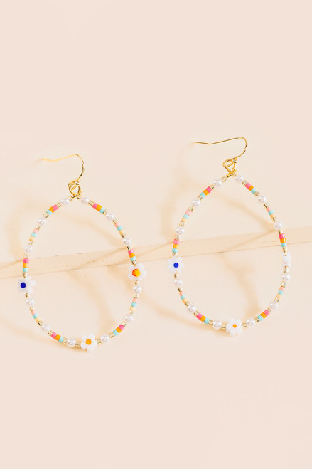 Lily Beaded Pearl Drop Earrings