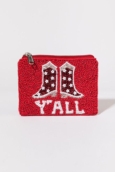 Yall Cowboy Boots Beaded Pouch