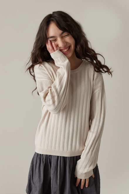 Hello Franki Pointelle Sweater for Girls