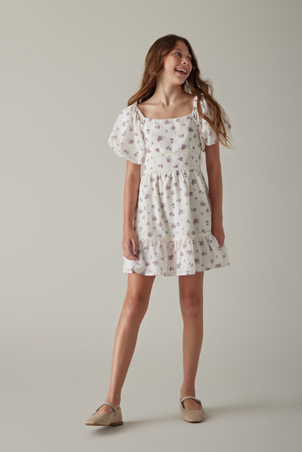 Hello Franki Lace Puff Sleeve Dress for Girls