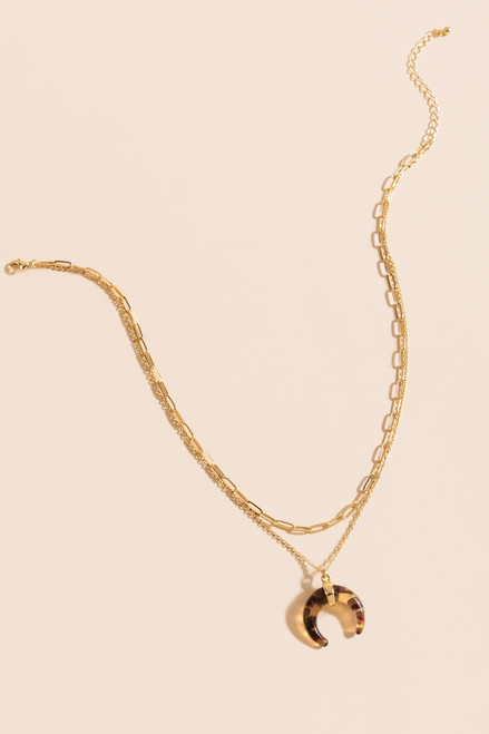Allison Tortoise Bullhorn Pendant Necklace