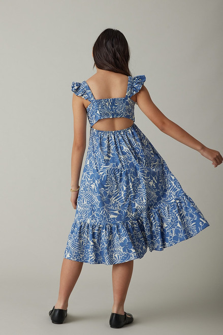 Hello Franki Flutter Sleeve Bar Back Floral Dress for girls