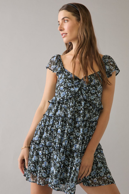 Stella Ruffle Tiered Floral Mini Swing Dress