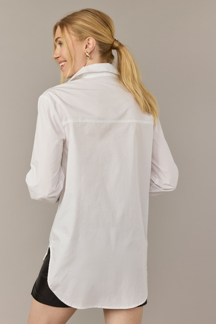 Elena Clean Hem Long Sleeve Collared Button Down Shirt