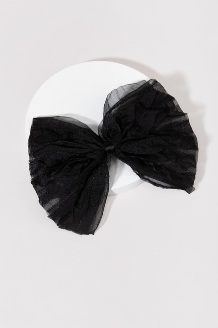 Alisa Ruffle Chiffon Large Bow Hair Barrette