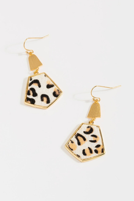 White Leopard Drop Earrings